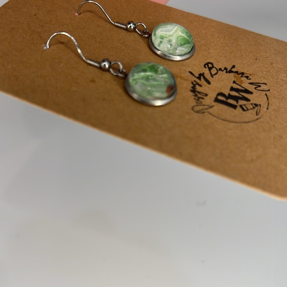 Handmade dangle earrings - hypoallergenic stainless steel setting. One of a kind - Picture 5 of 6